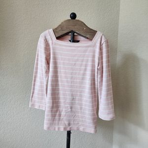 Lauren Ralph Lauren Women's Top Stripe Pink White 3/4 Sleeve Stretch Size M